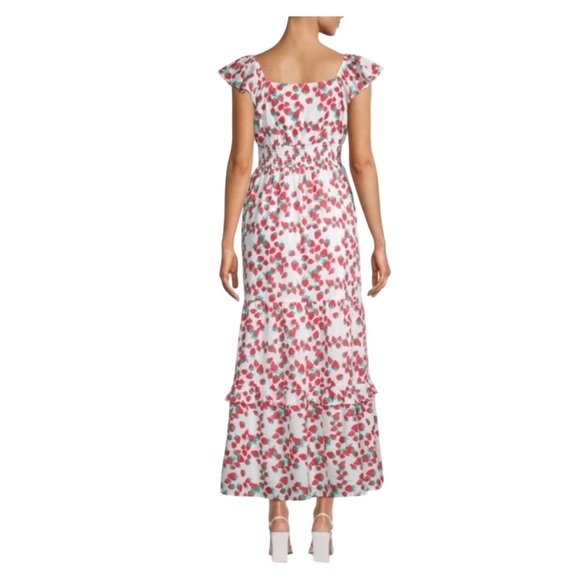 Betsy Johnson Strawberry Print Ruffled Smocked Maxi Dress NWT Size M - Picture 3 of 10